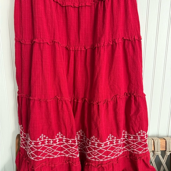 Knox Rose Red Tiered Dress Size Large - Picture 2 of 6